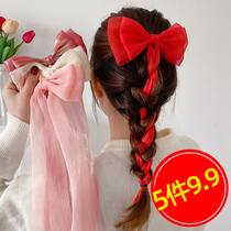 Mercerized bow ribbon hairclip childrens hair card little girl cute back head clip headgear girl hair accessories