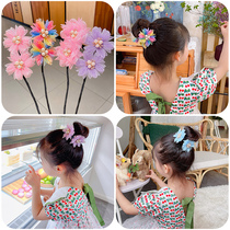 Childrens flower ball head hair artifact dance special lazy man weaving hair little girl does not hurt hair bow headdress