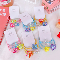 South Korea Net Red love hair rope girl skin band does not hurt hair transparent crystal princess hair accessories little girl ball headdress