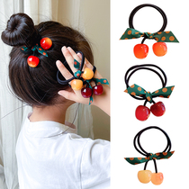 Korean summer Cherry hair rope girl head rope does not hurt hair high elastic baby rubber band Little girl ball hair accessories