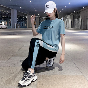 新款2021夏运动服套装女夏季休闲时尚潮牌韩版宽松显瘦两件套学生