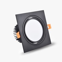 Downlight square led ceiling lamp recessed household barrel lamp single and double head cob spotlight grille daring black Downlight