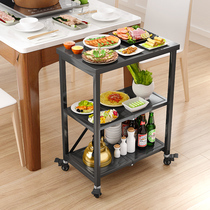 Foldable mobile push frame 304 stainless steel kitchen rack floor floor microwave oven multi-layer storage oven rack