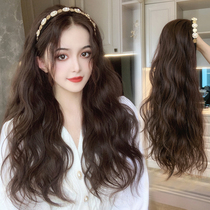 women's long hair one piece seamless hair attachment u-shaped hair increase fluffy long curly hair hidden hair hoop wig