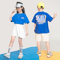 61 new performance clothing childrens summer suit Boys hip-hop hip-hop hip-hop short-sleeved girls La La performance clothing trend