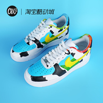 Nike AF1 Air Force One Ice Cream Graffiti Custom Board Shoes Hand-painted DUNK sneakers Custom Transformation N-0255