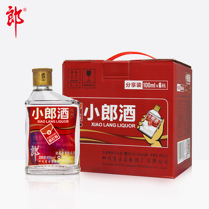 郎酒 小郎酒 精酿 45度浓酱兼香型白酒 100ml*6瓶 天猫优惠券折后￥99包邮（￥159-60）京东￥178