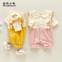 Net red baby one-piece clothes autumn clothes three months female baby cute super cute autumn newborn children go out hugging clothes