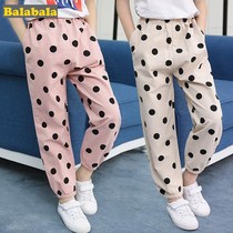 Balara Girl Pants 2022 Summer Korean version Childrens pants Children Baby Ice Swire Thin Round Point Anti-mosquito Pants