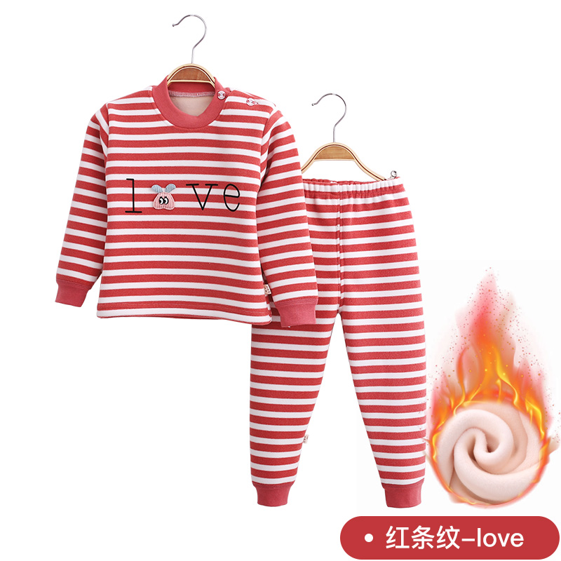 儿童秋冬加绒加厚保暖内衣套装中小童秋衣秋裤男童女童宝宝睡衣24.90元包邮