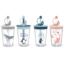 Straw cup Childrens maternal summer drinking bottle Cute high-value net celebrity sports girl Korean version of tritan water cup