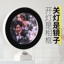 Creative mirror photo frame dressing mirror led light custom round table ins wind makeup mirror wash photos into the photo frame