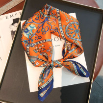Orange silk scarf small square scarf spring and autumn foreign style all-match mulberry silk scarf gift mother silk Korean scarf