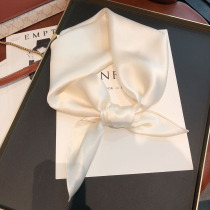 Pure color silk scarf spring and autumn thin section foreign style fashion 100% mulberry silk Chinese square scarf versatile beige small scarf