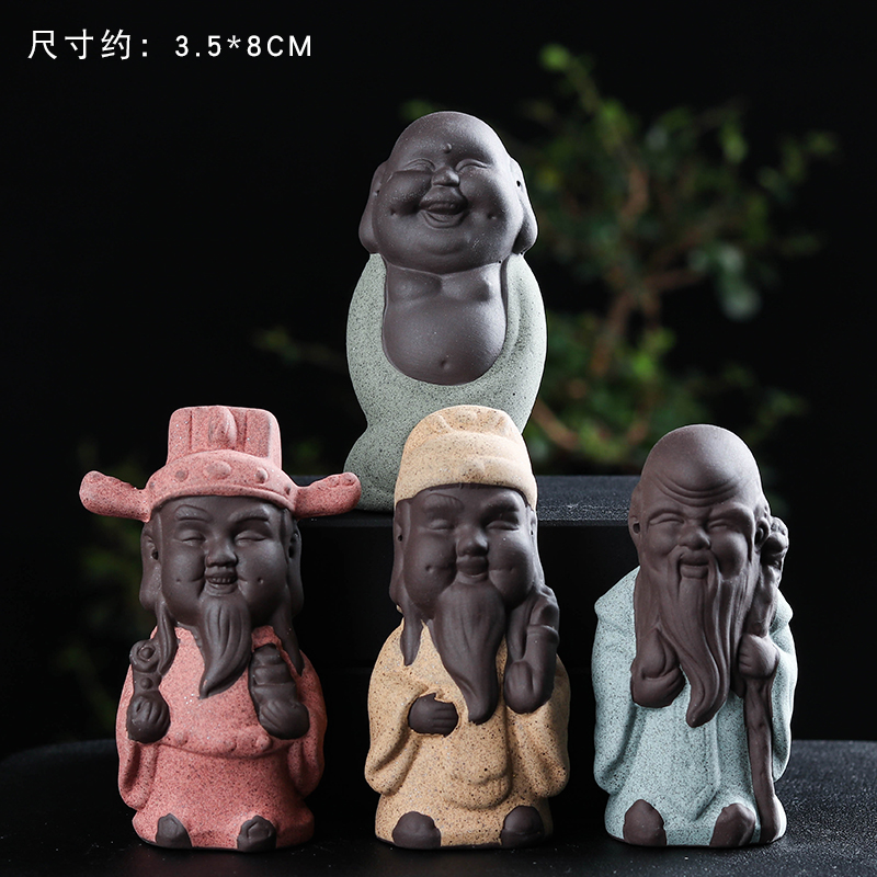 Creative lovely retro classic four young monk furnishing articles unique American spoil purple flower tea pet flowerpot ornaments