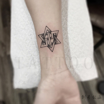 Tattoo stickers 1 piece 3 cosmic alliance logo black and white hexagram waterproof durable female and male trendy small fresh wrist picture