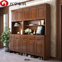 Modern solid wood shoe cabinet door locker household simple multi-layer shoe cabinet large capacity economical storage rack