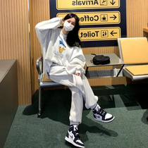 Casual Fashion Suit Women 2021 Fall New Salt Can Sweet Net Red Fried Street Sports Wind Sweatshirt Two Sets