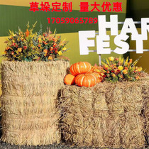 Grass stack sofa grass pier natural dry straw Square round grass stack stool wedding shooting props scene arrangement