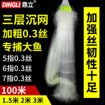 Coarse silk fish net 0 3 wire mesh sticky fish net three layer fishing net heavy wire 100 meters long fishing net