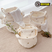South Korea malolotte imported ins storage basket baby clothes diaper finishing 100 cotton anti-mite and anti-sensitive embroidery
