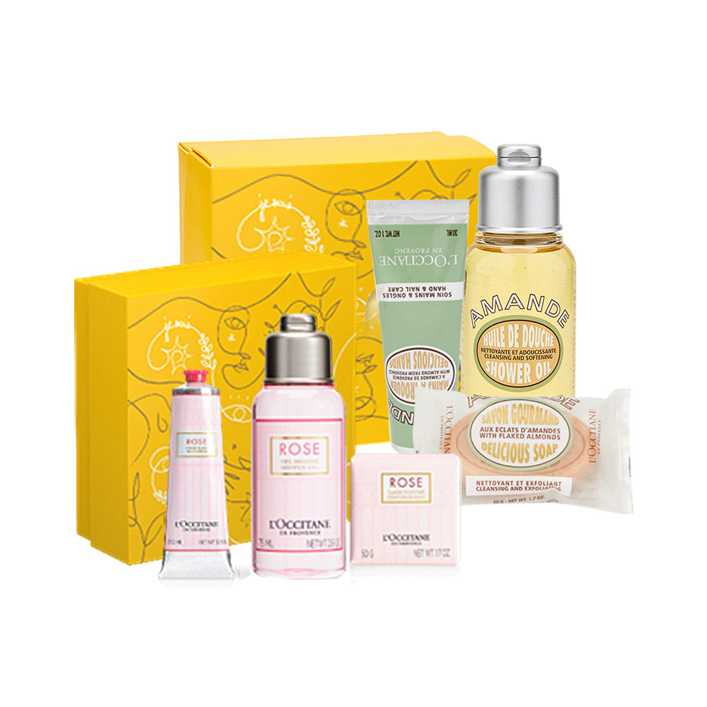 法国loccitane/欧舒丹 玫瑰杏仁圣诞限量版礼盒沐浴露护手霜套装