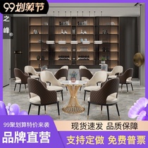 Sales Office negotiation area table and chair modern light luxury negotiation reception marble small round table one table four chair combination