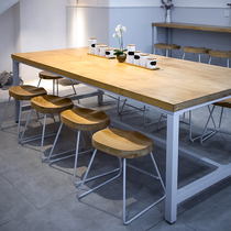 Solid wood bar table dining table Nordic casual cafe bar modern milk tea shop against the wall tall table and chair combination