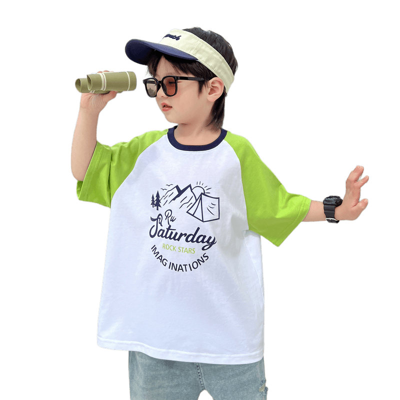Yubao Dangjia Children's Clothing Boys Short-Sleeve T-Shirt Children's Summer 2025 New Boys Top Pure Cotton Half-Sleeve Clothing Yubao Dangjia Children's Clothing Boys Short-Sleeve T-Shirt Children's Summer 2025 New Boys Top Pure Cotton Half-Sleeve Clothing