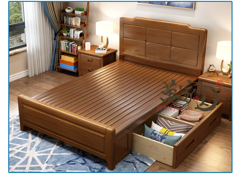 实木床1.35米单人1.2m气压高箱储物床1.5软靠1一米二2五八8宽家用