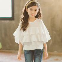 Italian Bambet2021 Summer Girl T-shirt in flared sleeve cotton lace loose princess doll shirt