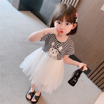 Italian BAMBET girls summer dress summer childrens mesh dress childrens baby short sleeve princess dress