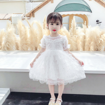 Italian Bambet girls dress childrens short sleeve princess dress 2021 summer dress new foreign style cake skirt
