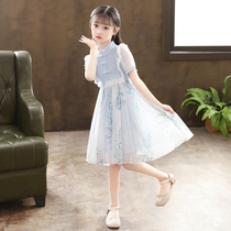 Italy BAMBET girls dress summer new children floral dress little girl short sleeve chiffon princess dress