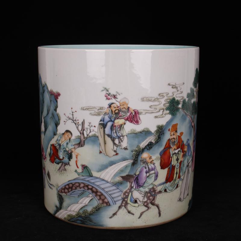 Stories of archaize of jingdezhen porcelain qianlong pastel big brush pot pen sea four desk of Chinese style household furnishing articles