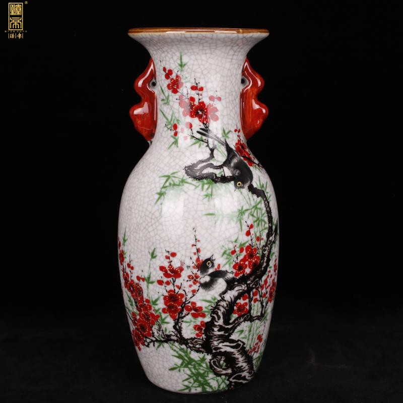 Jingdezhen imitation the qing qianlong antique curios restoring ancient ways to open the slice powder enamel vase household adornment penjing collection