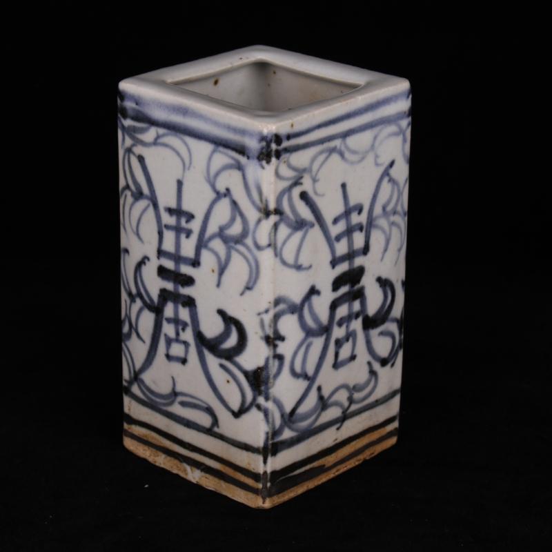 Archaize of jingdezhen blue and white porcelain square antique vase play an antique old items furnishing articles do old folk collection