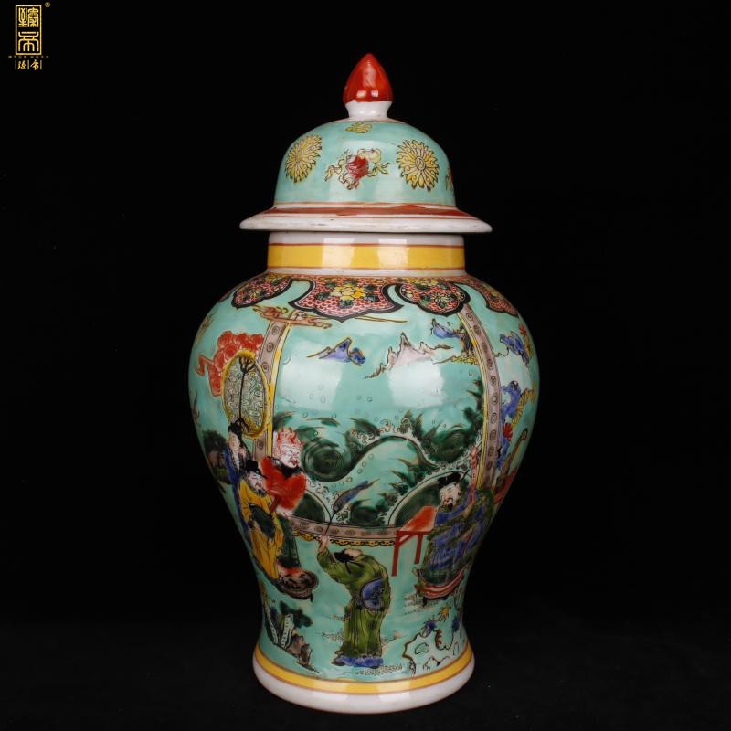 Jingdezhen imitation model of green space characters of the reign of emperor kangxi figure general tank antique reproduction antique Chinese style household decorative furnishing articles