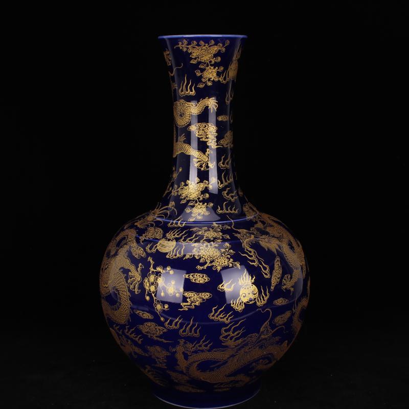 Archaize of jingdezhen porcelain kangxi sharply blue glaze glaze offering YunLongWen name plum bottle bottle inside Chinese style household furnishing articles