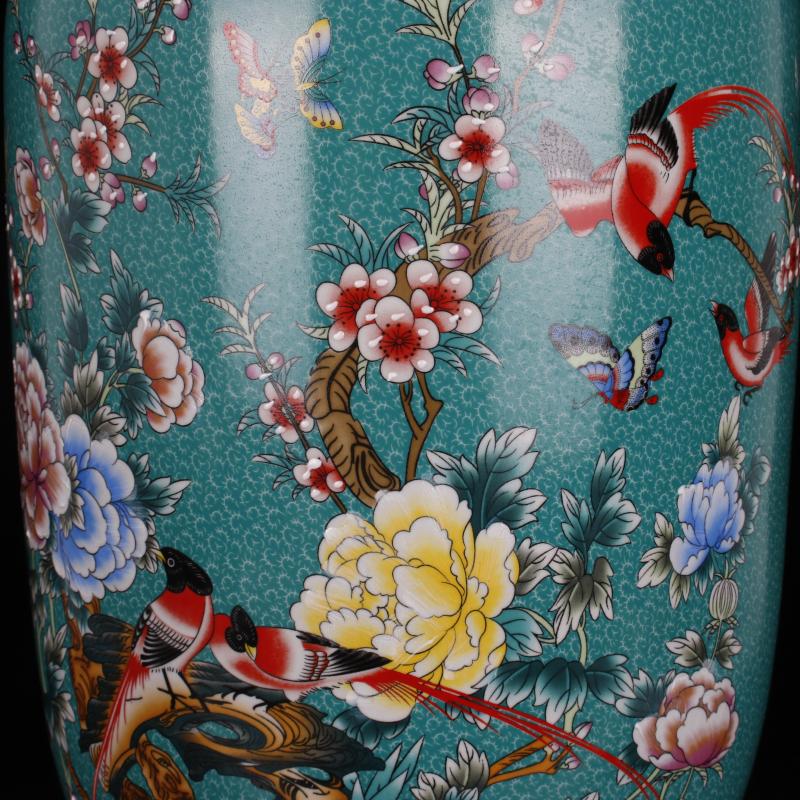 Jingdezhen copy end of qianlong antique green colored enamel painting of flowers and landing big idea gourd bottle of Chinese style classical Ming and the qing dynasty vase