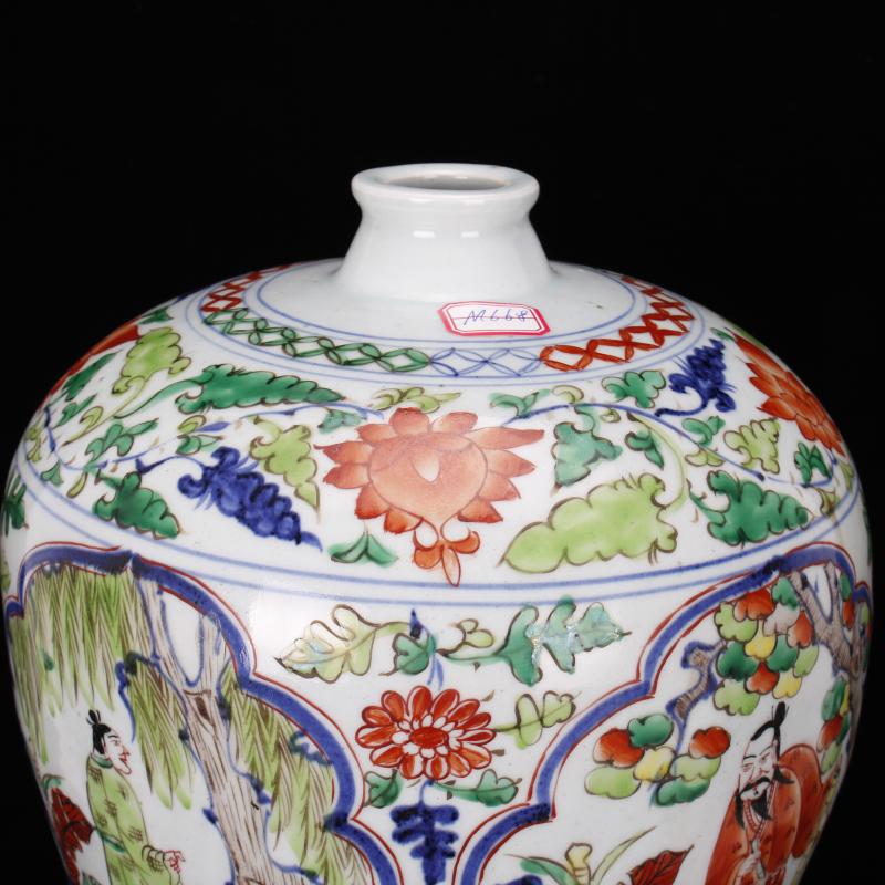 Jingdezhen imitation of yuan blue and white hand draw colorful antique antique grain mei bottles of retro decoration old items furnishing articles characters