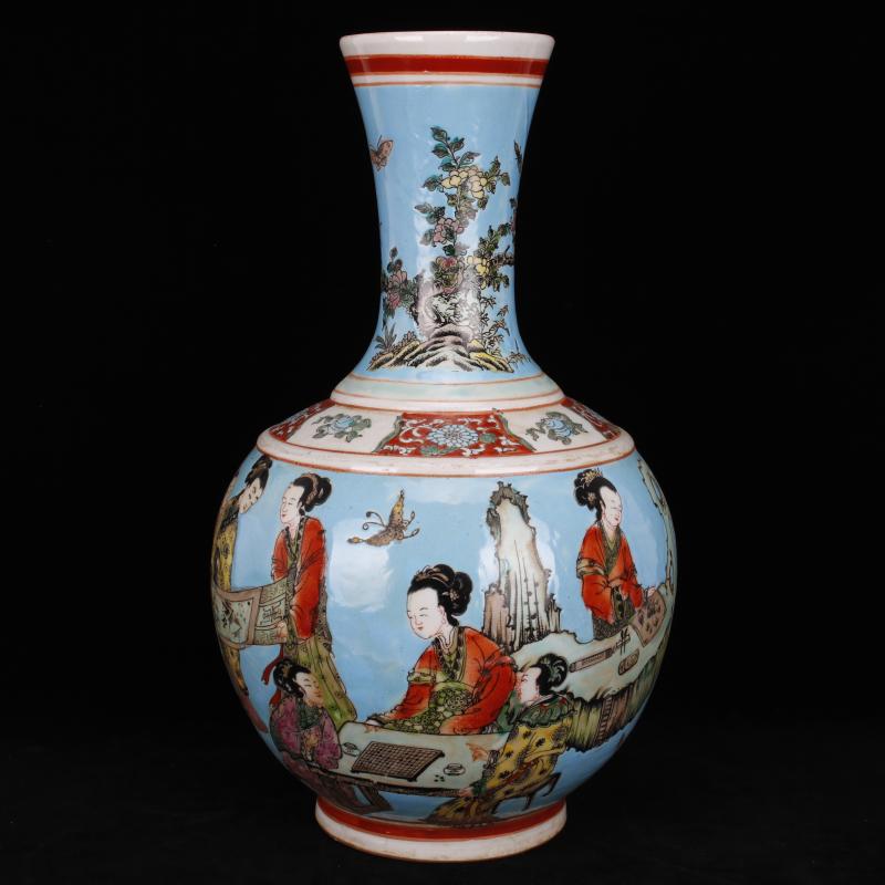 Jingdezhen imitation of the qing dynasty emperor kangxi classical Ming and the qing dynasties antique vase blue character figure medium household adornment design