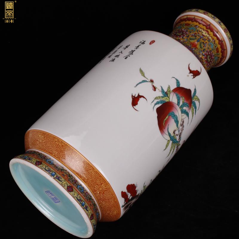 Jingdezhen imitation enamel enamel YongZhengNian antique vase nine sets of fortunes were bottles of Chinese style household ground furnishing articles