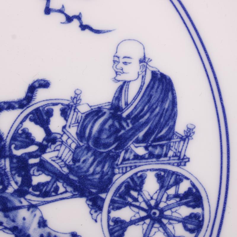 Jingdezhen porcelain qianlong blue - and - white guiguzi down the hill to admire the new Chinese style originality, the counter desktop decoration plate