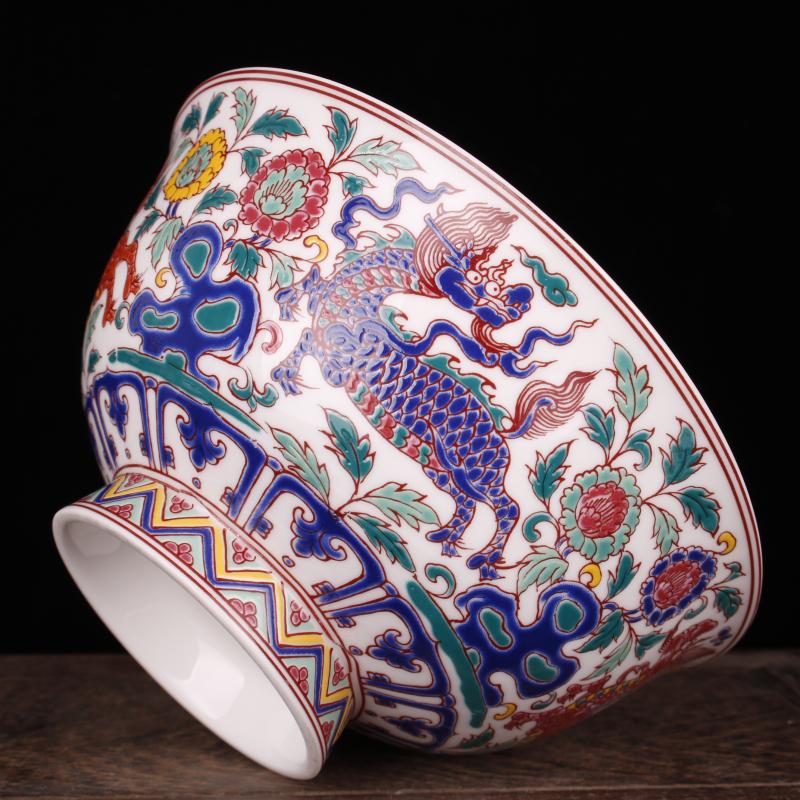The Bucket color kirin bowl of blue and white guiguzi imitation qianlong classic soft adornment art porcelain, Chinese wind bowls furnishing articles