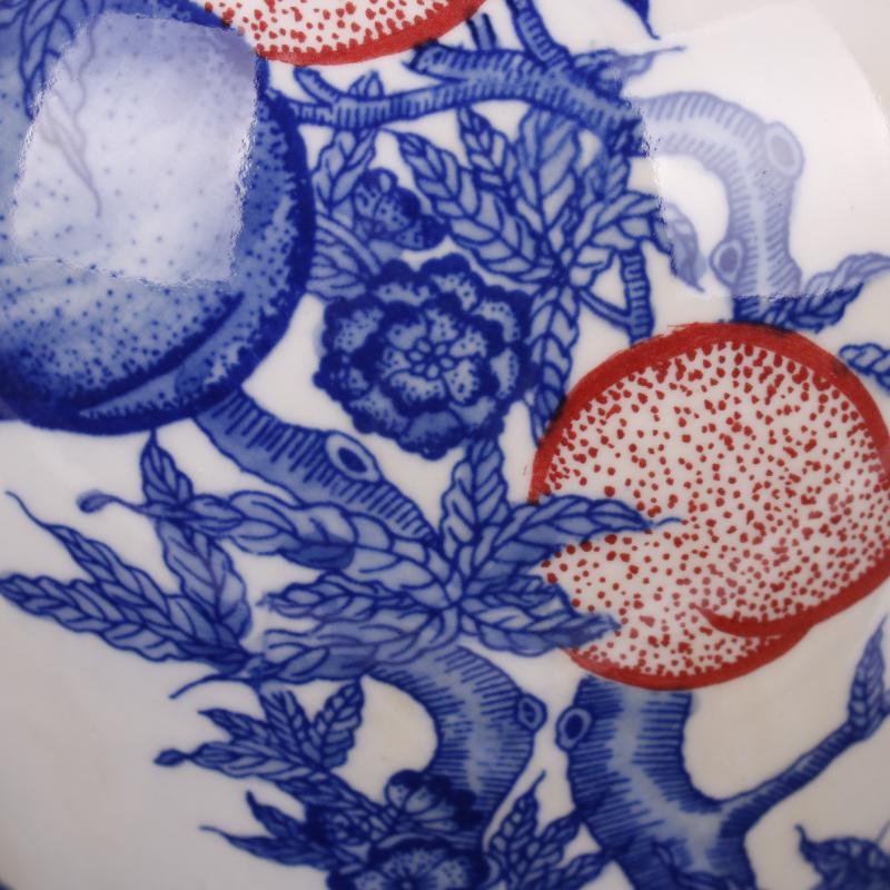 Yongzheng of jingdezhen copy antique blue - and - white youligong live nine general peach as cans bottles of Chinese style household decorative furnishing articles