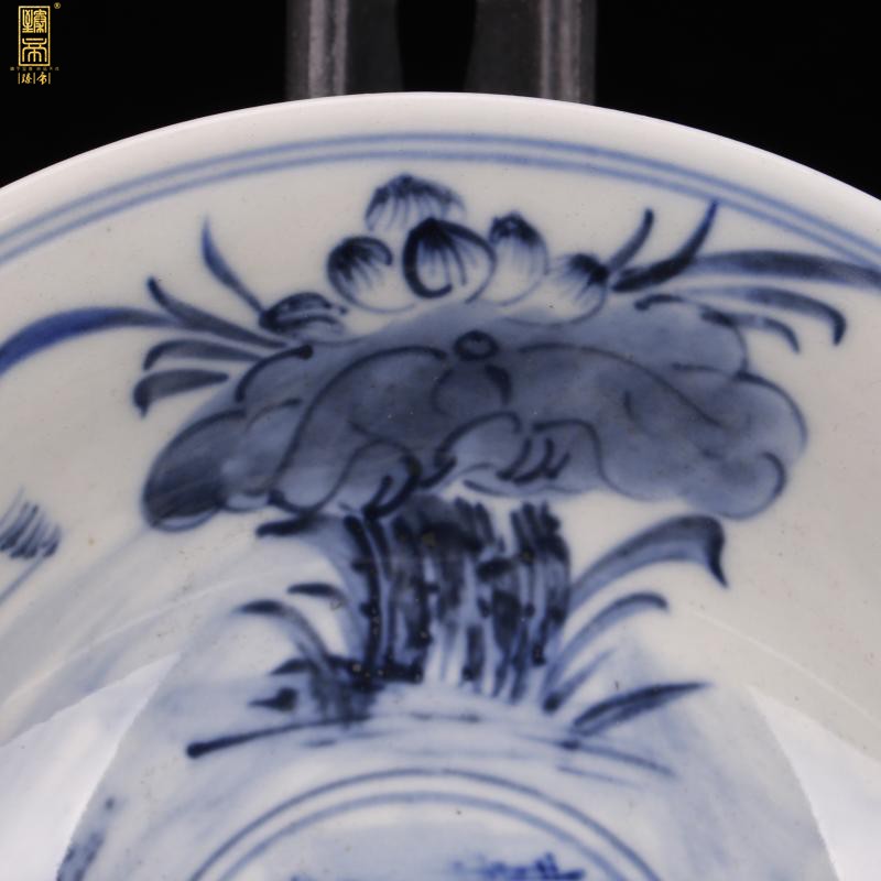 Jingdezhen hand - made blue - and - white mandarin duck play Dutch tong qu figure bowls decoration antique porcelain antique vintage furnishing articles