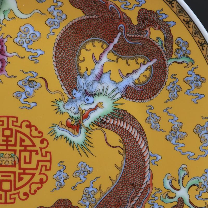 Archaize of jingdezhen porcelain through yellow in extremely good fortune in the dish study desk home decoration to restore ancient ways furnishing articles