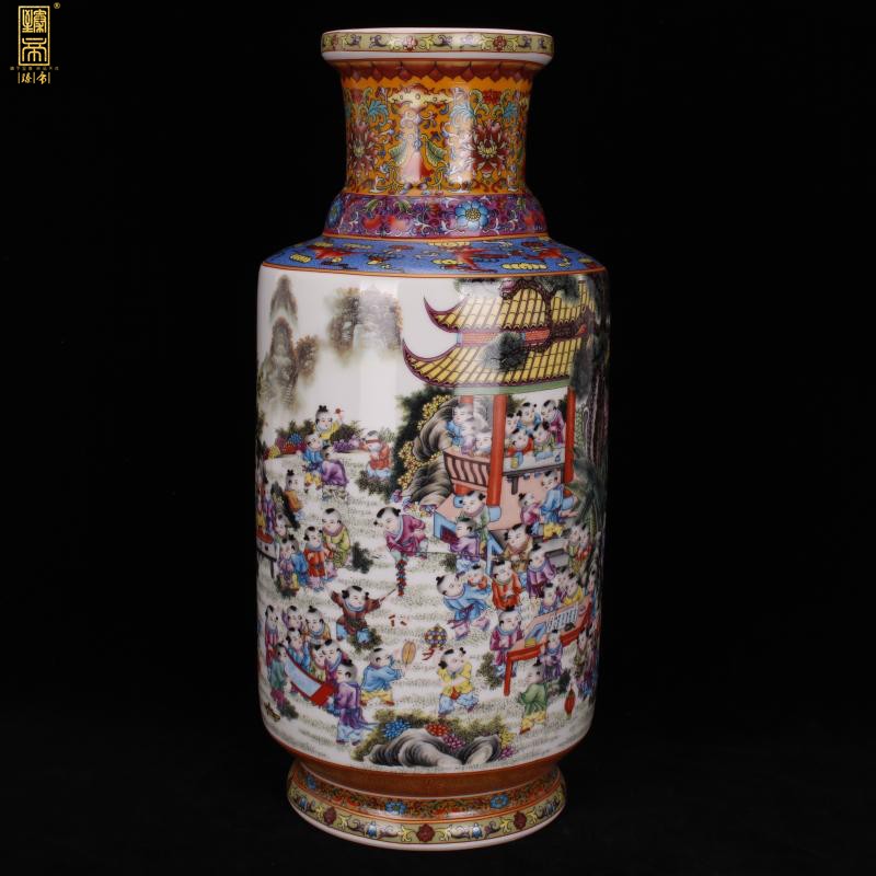 Jingdezhen imitation enamel qianlong years antique vase pastel figure show the ancient philosophers bottles of Chinese antique porcelain furnishing articles