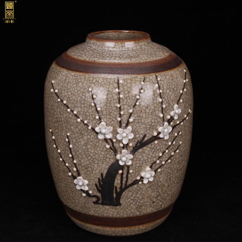 Jingdezhen imitation Ming elder brother up with open piece name plum flower decoration ceramics can manually archaize Dong Wen play antique collection furnishing articles